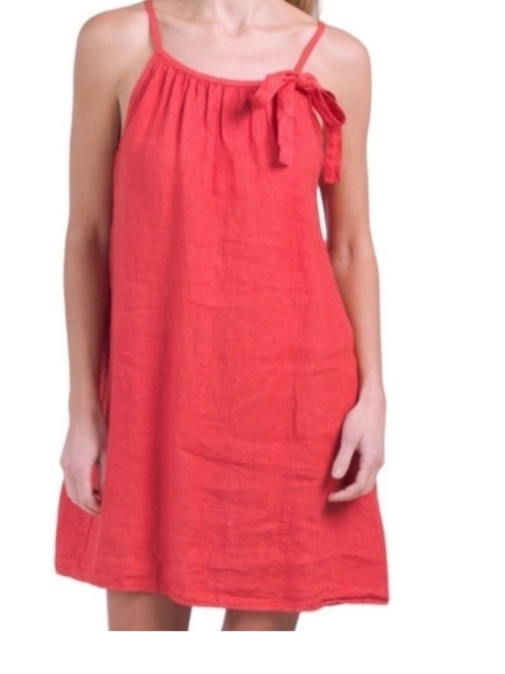 LUNGO L'ARNO Linen Dress Made in Italy Red Poppy Relaxed Minimalist size L - Picture 2 of 10